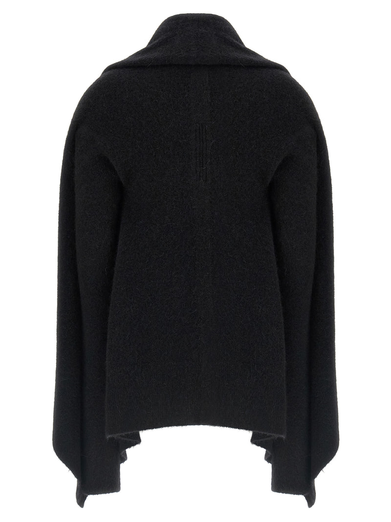 Cardigan Rick Owens en plumes de marabout noires
