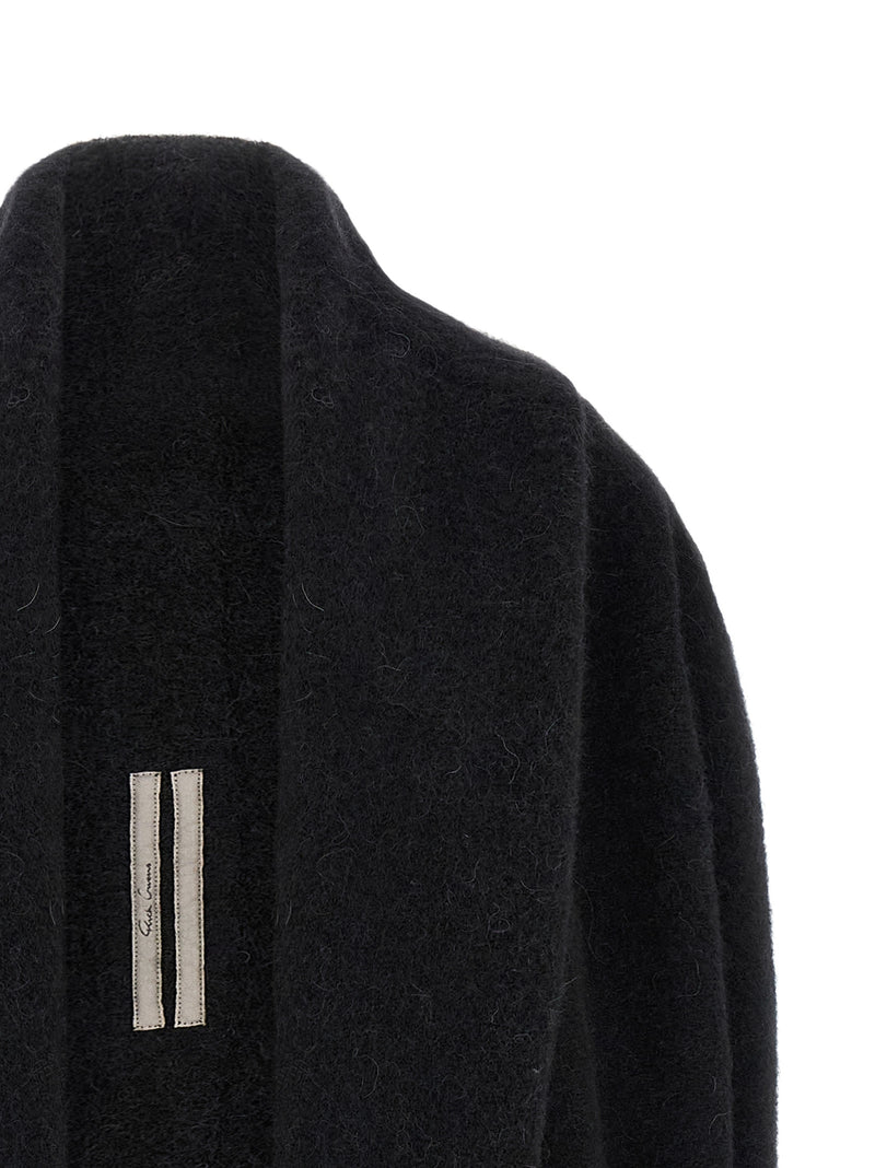 Cardigan Rick Owens en plumes de marabout noires