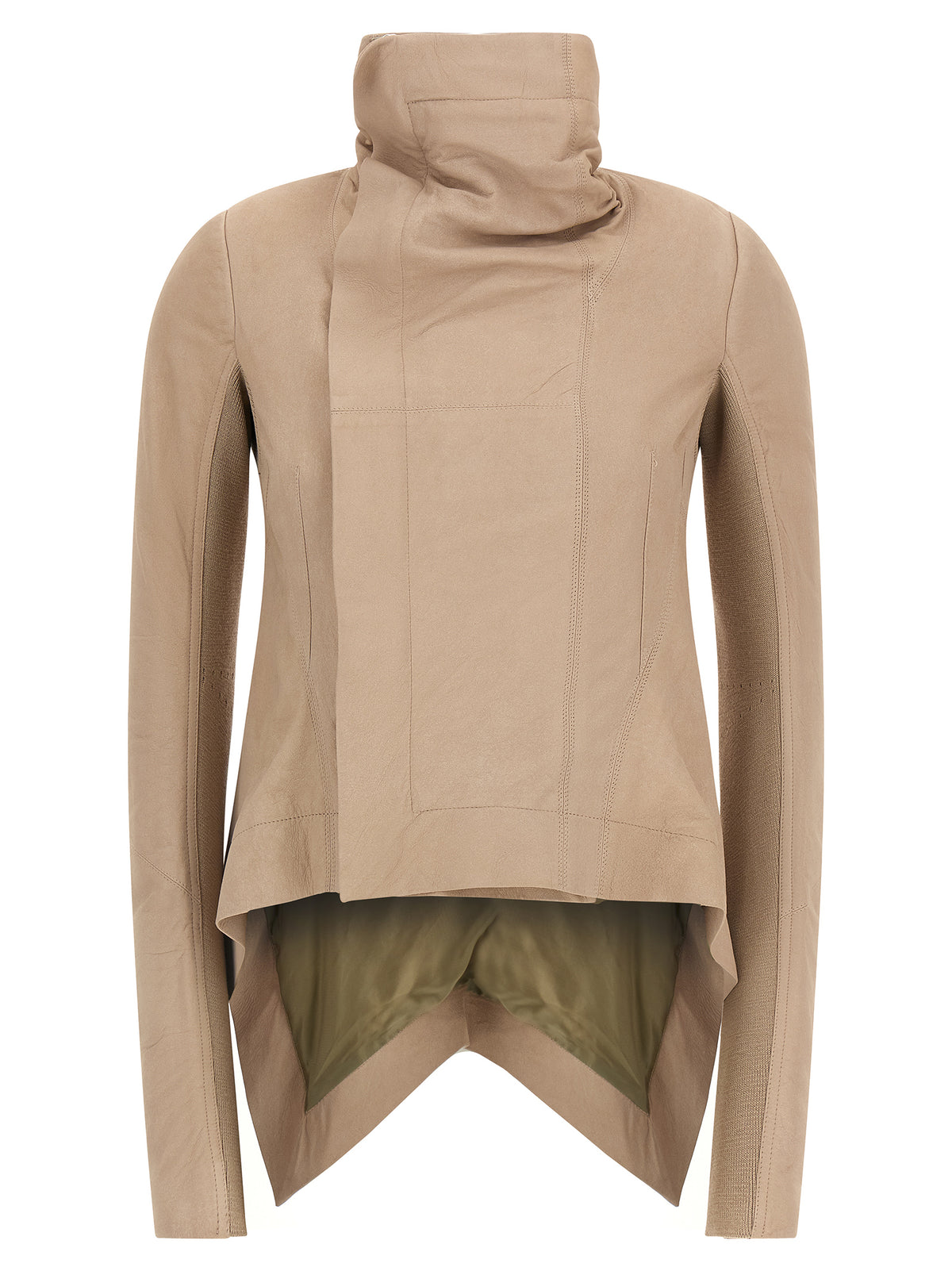 Blouson Rick Owens en cuir d'agneau beige
