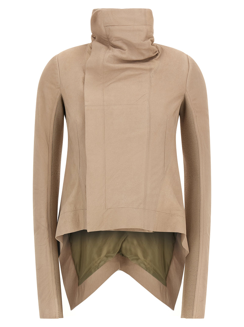 Blouson Rick Owens en cuir d'agneau beige