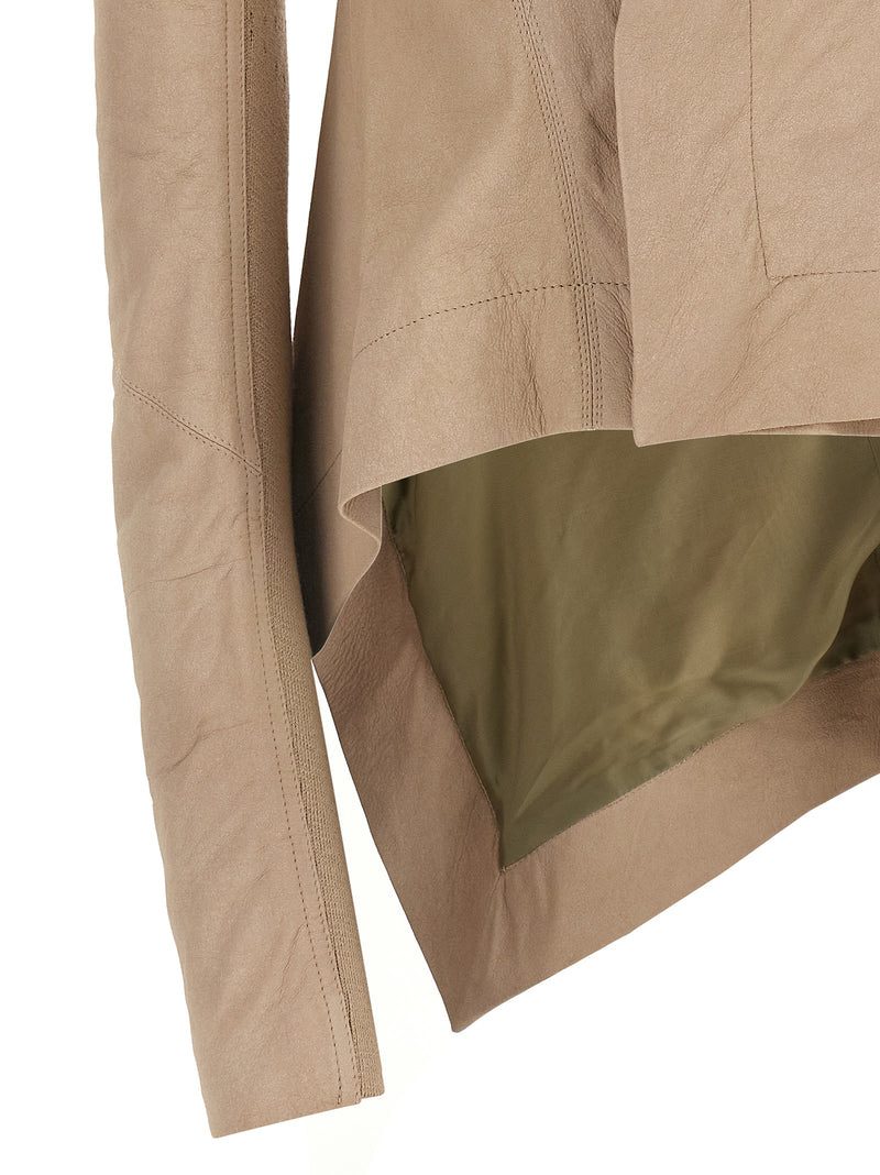 Blouson Rick Owens en cuir d'agneau beige
