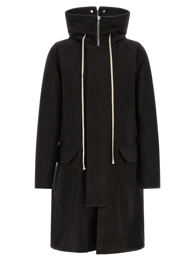 Parka Rick Owens en coton noir