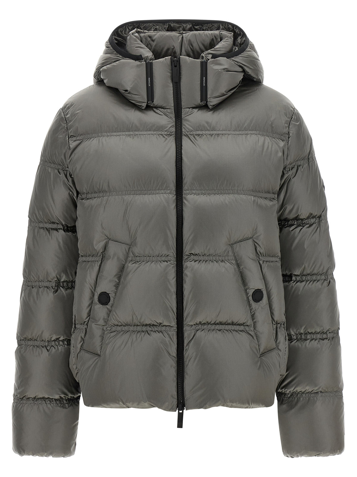 Veste longue Moncler grise en polyamide