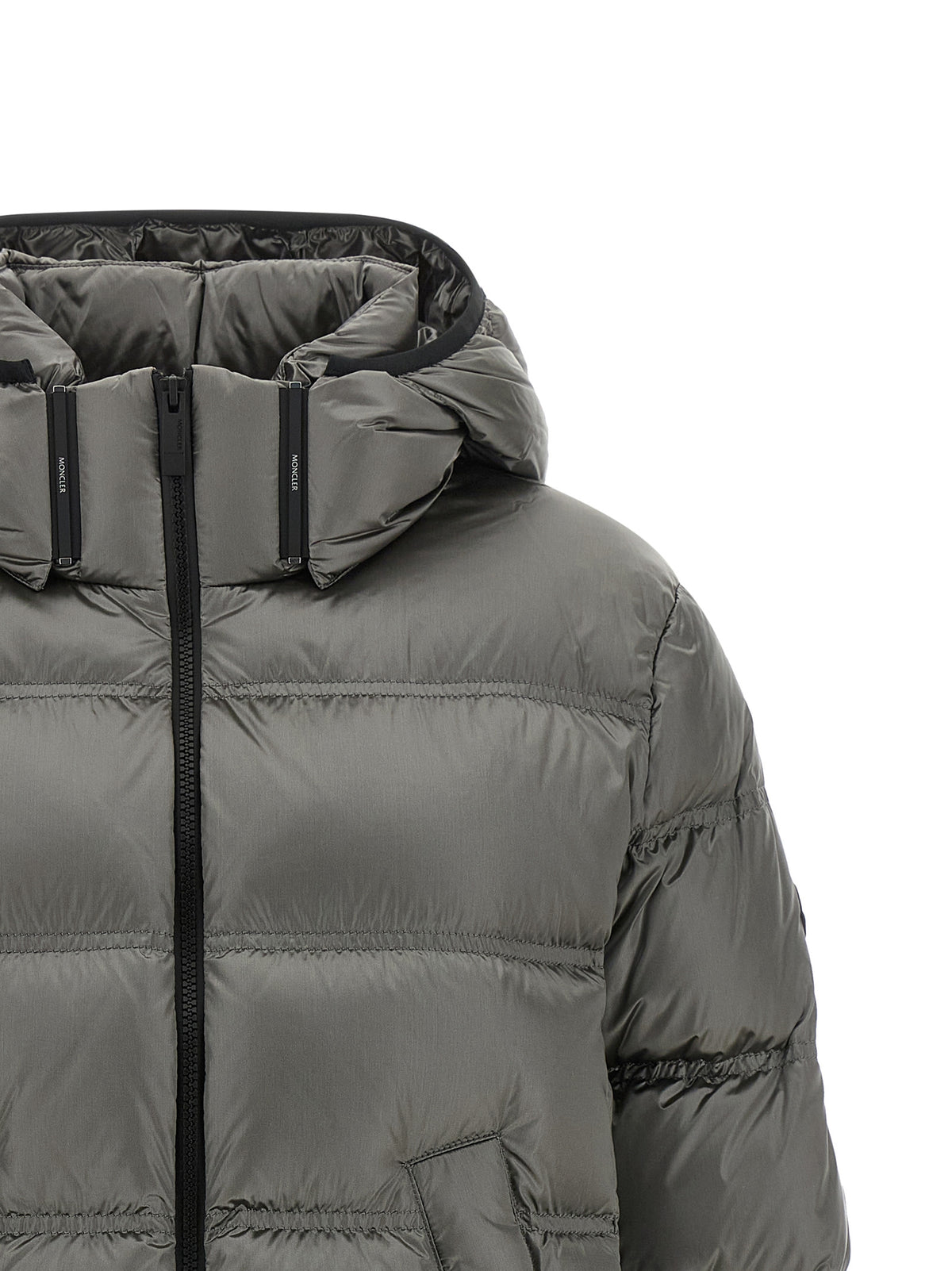 Veste longue Moncler grise en polyamide