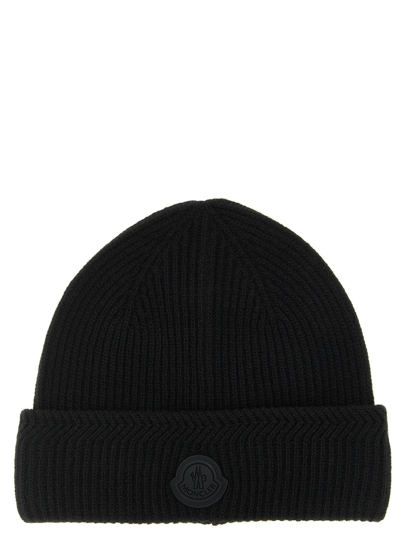 Moncler Black Virgin Wool Beanie