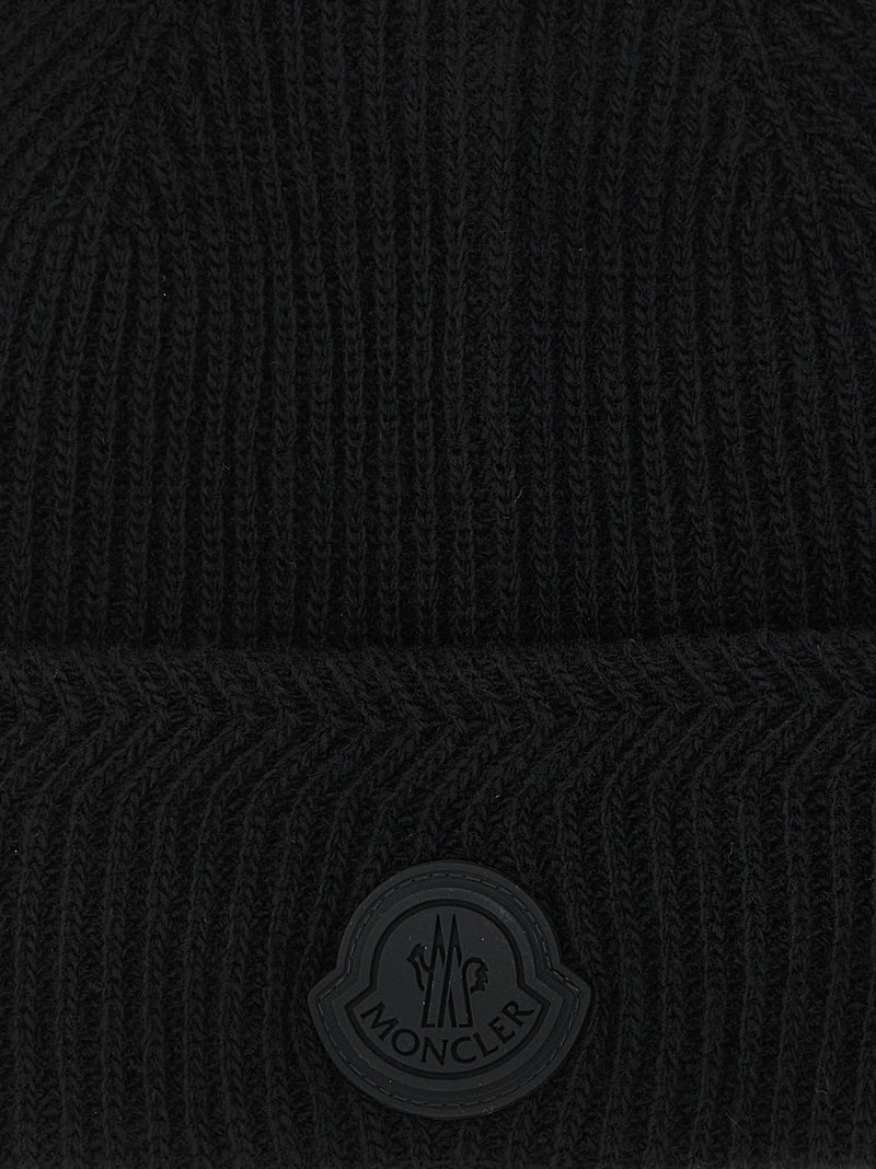 Moncler Black Virgin Wool Beanie