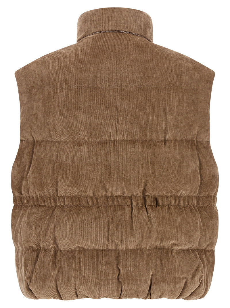 Brunello Cucinelli Beige Viscose Sleeveless Jacket