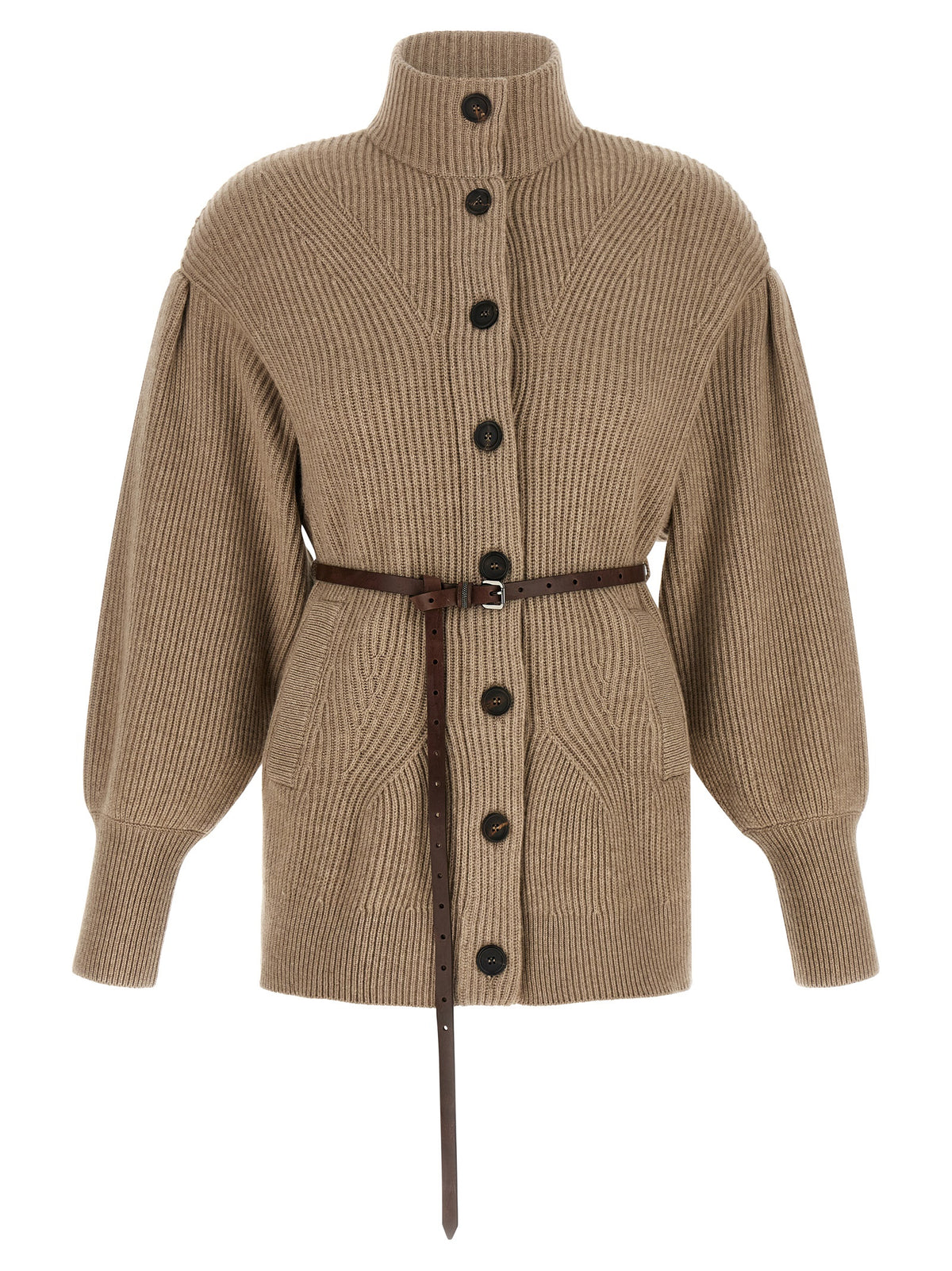 Cardigan Brunello Cucinelli en laine vierge beige