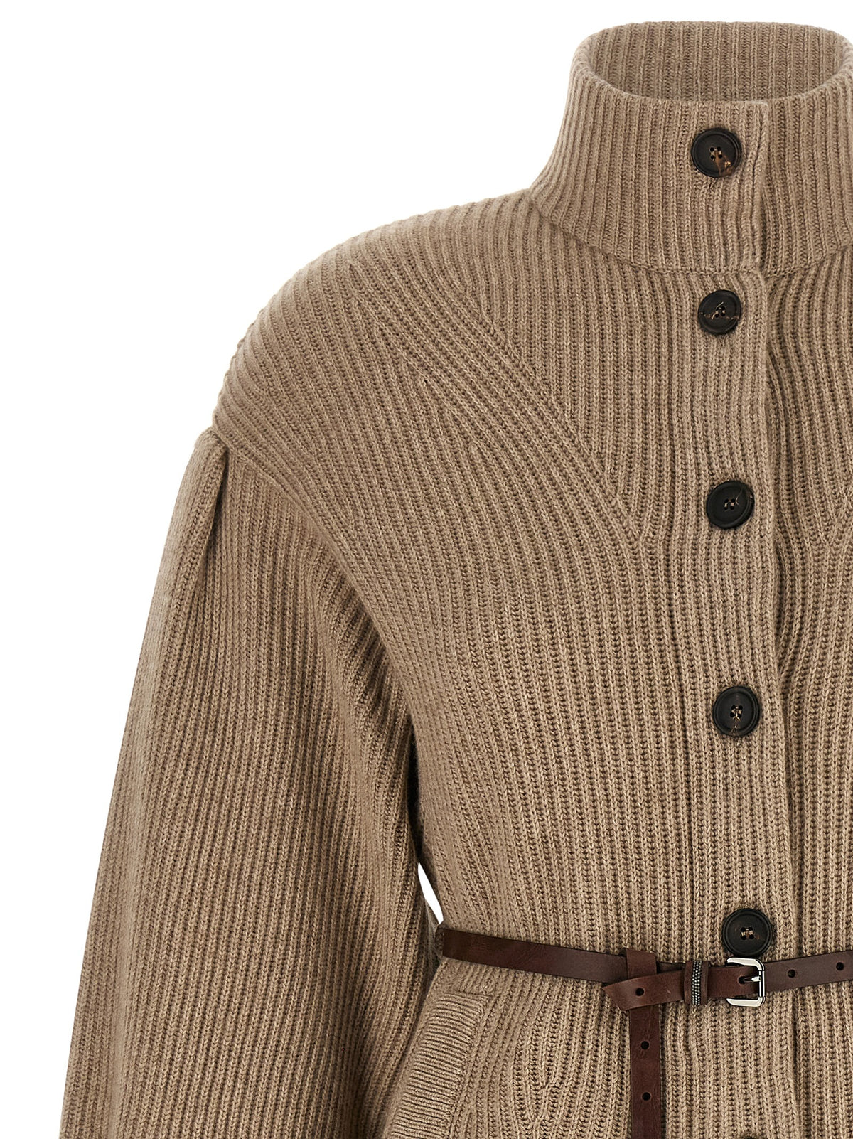Cardigan Brunello Cucinelli en laine vierge beige