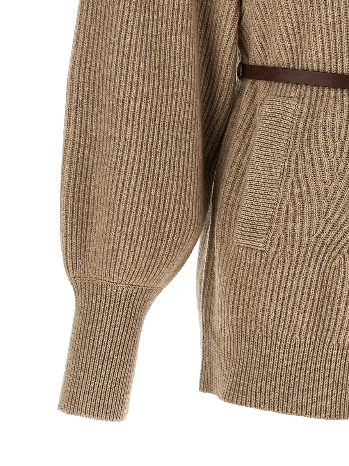 Cardigan Brunello Cucinelli en laine vierge beige