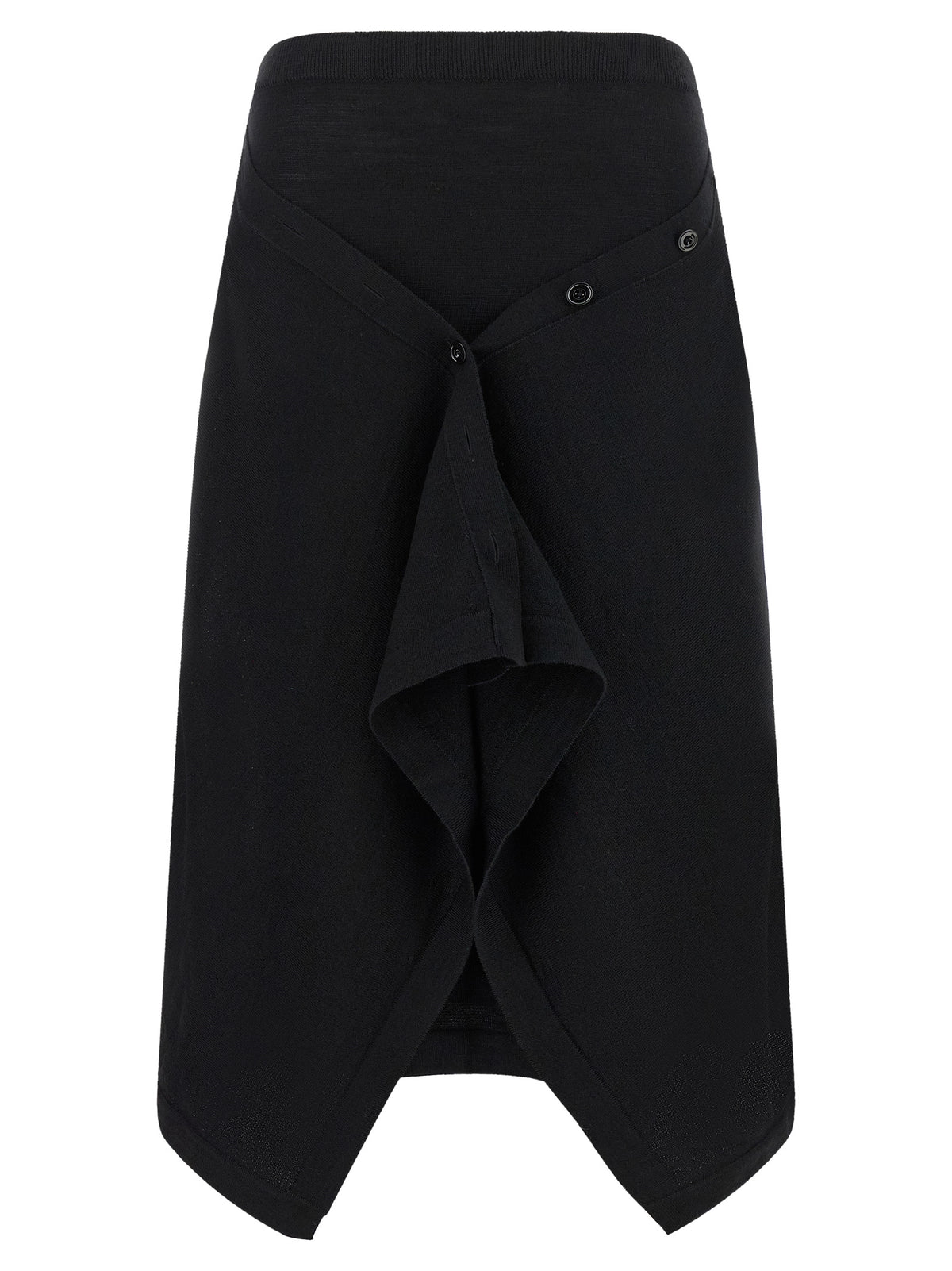 Jupe midi en laine noire Lemaire