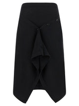 Jupe midi en laine noire Lemaire