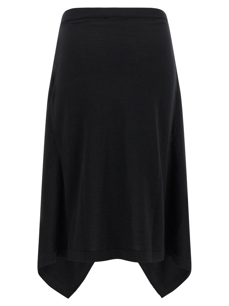 Lemaire Black Wool Midi Skirt