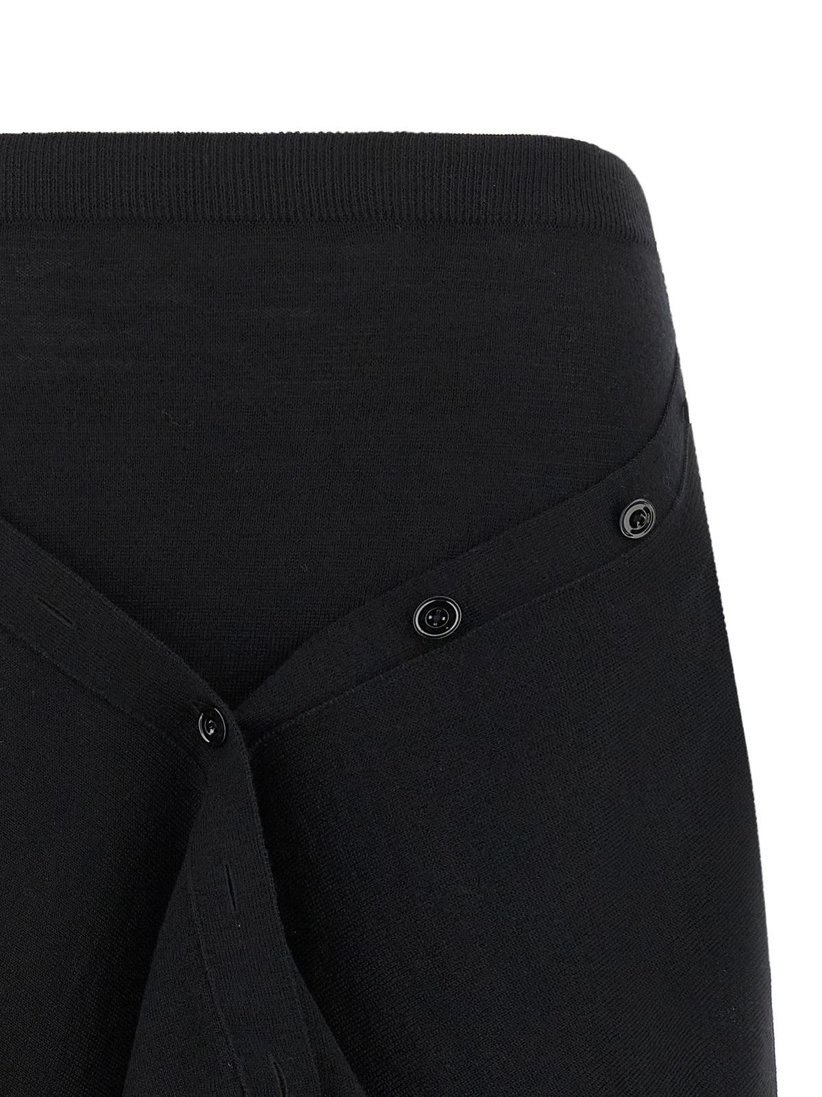 Jupe midi en laine noire Lemaire