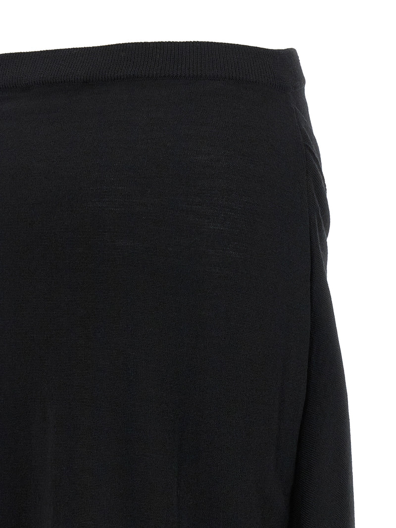 Lemaire Black Wool Midi Skirt