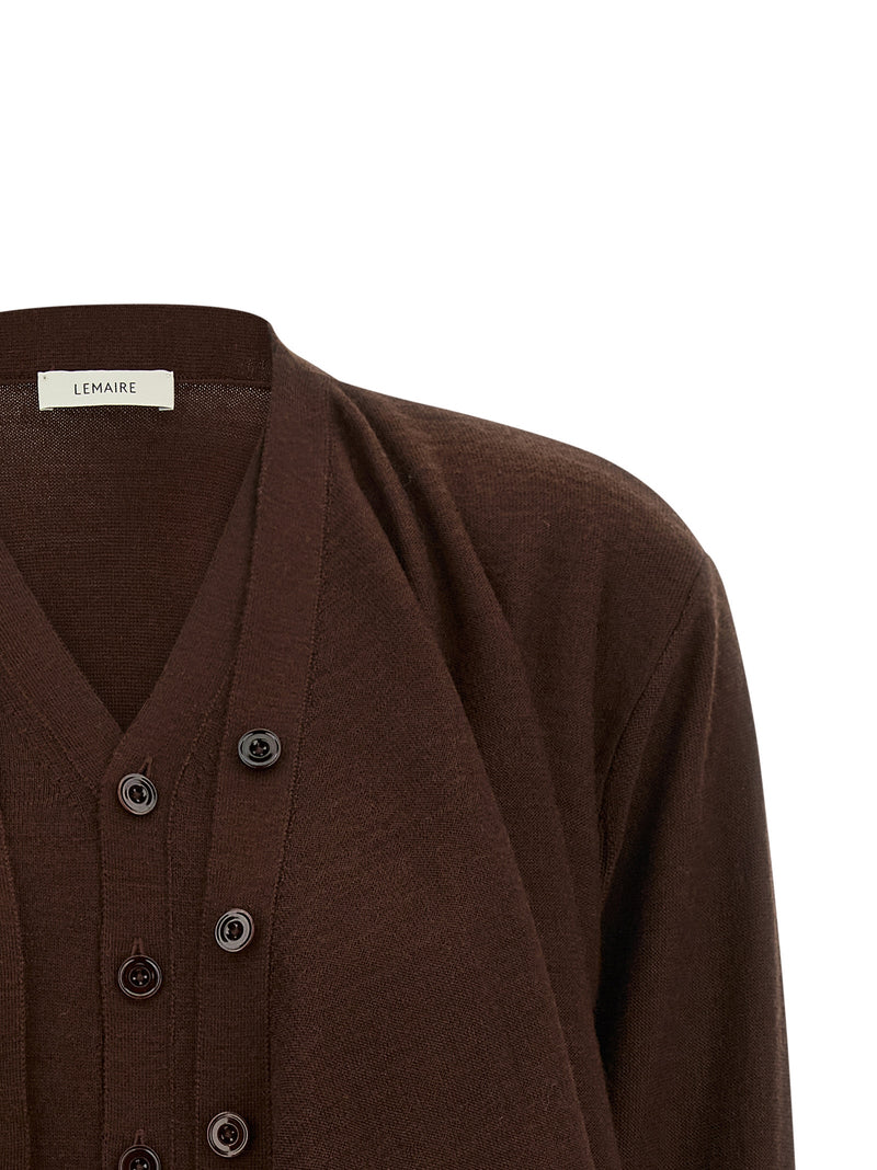 Lemaire Bordeaux Wool Cardigan