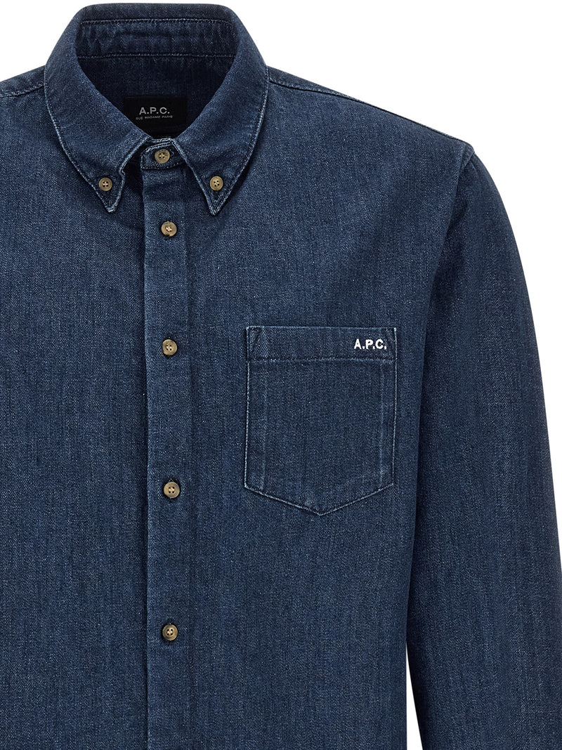 A.P.C. Blue Cotton Blouse