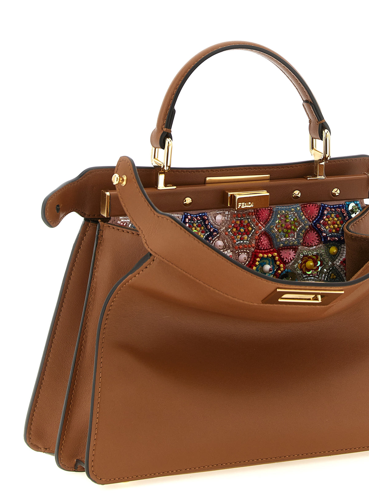 Sac bandoulière Fendi en cuir de veau marron