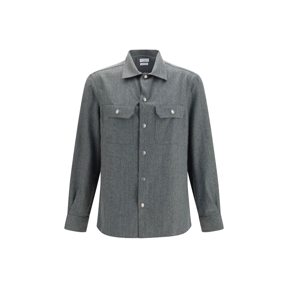 Chemise Brunello Cucinelli en laine grise Oves Aries