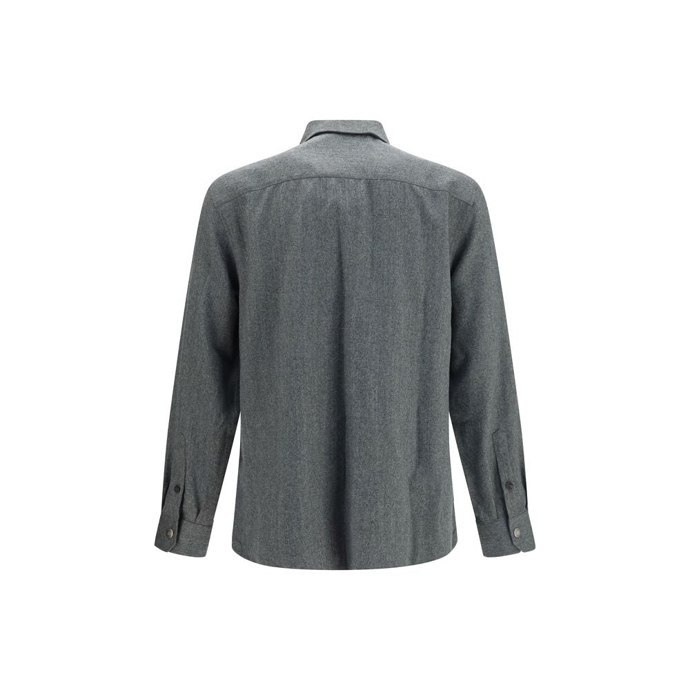 Chemise Brunello Cucinelli en laine grise Oves Aries