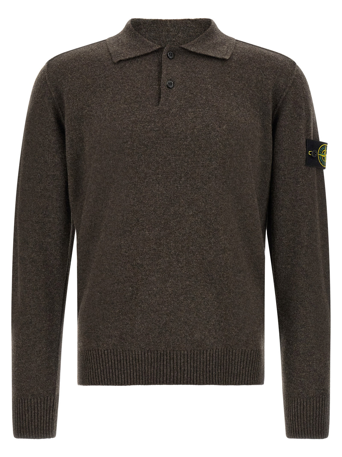Polo Stone Island en laine vierge marron