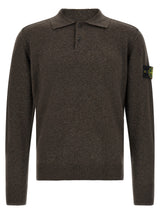 Polo Stone Island en laine vierge marron