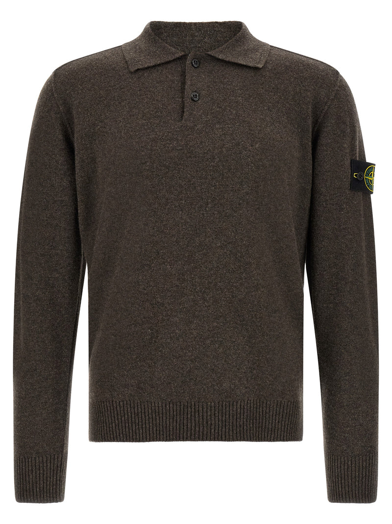 Stone Island Brown Virgin Wool Polo Shirt