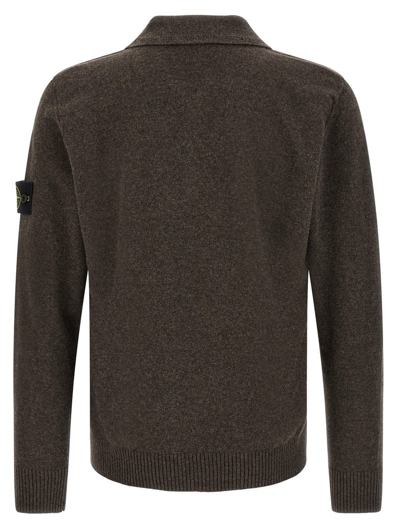 Stone Island Brown Virgin Wool Polo Shirt