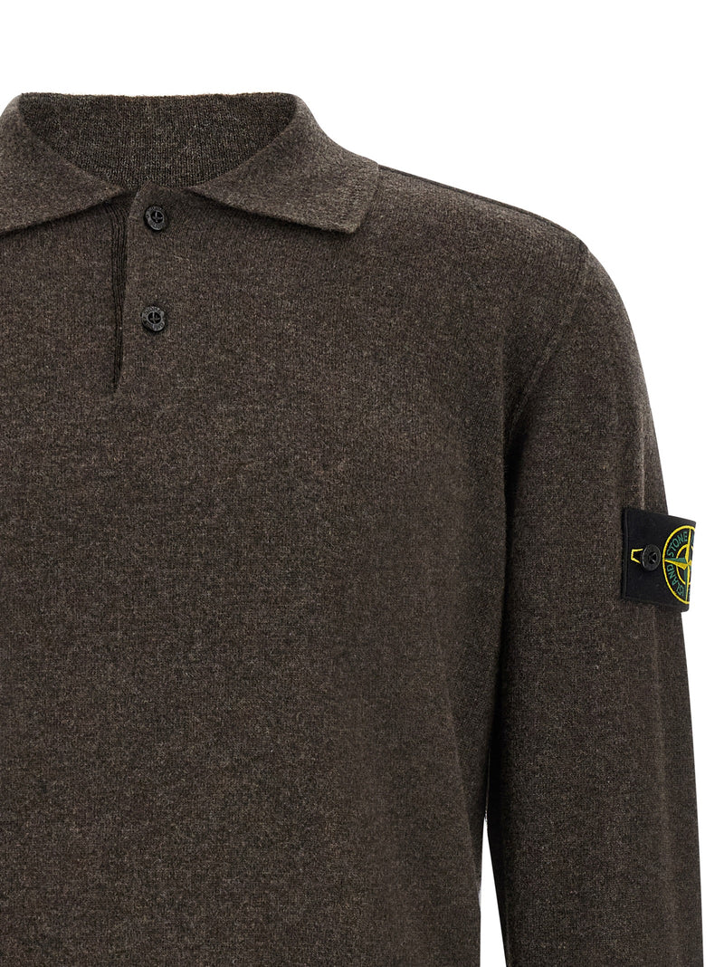 Stone Island Brown Virgin Wool Polo Shirt
