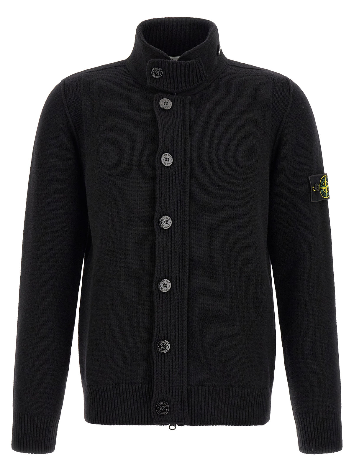 Cardigan Stone Island en Laine Vierge Noire