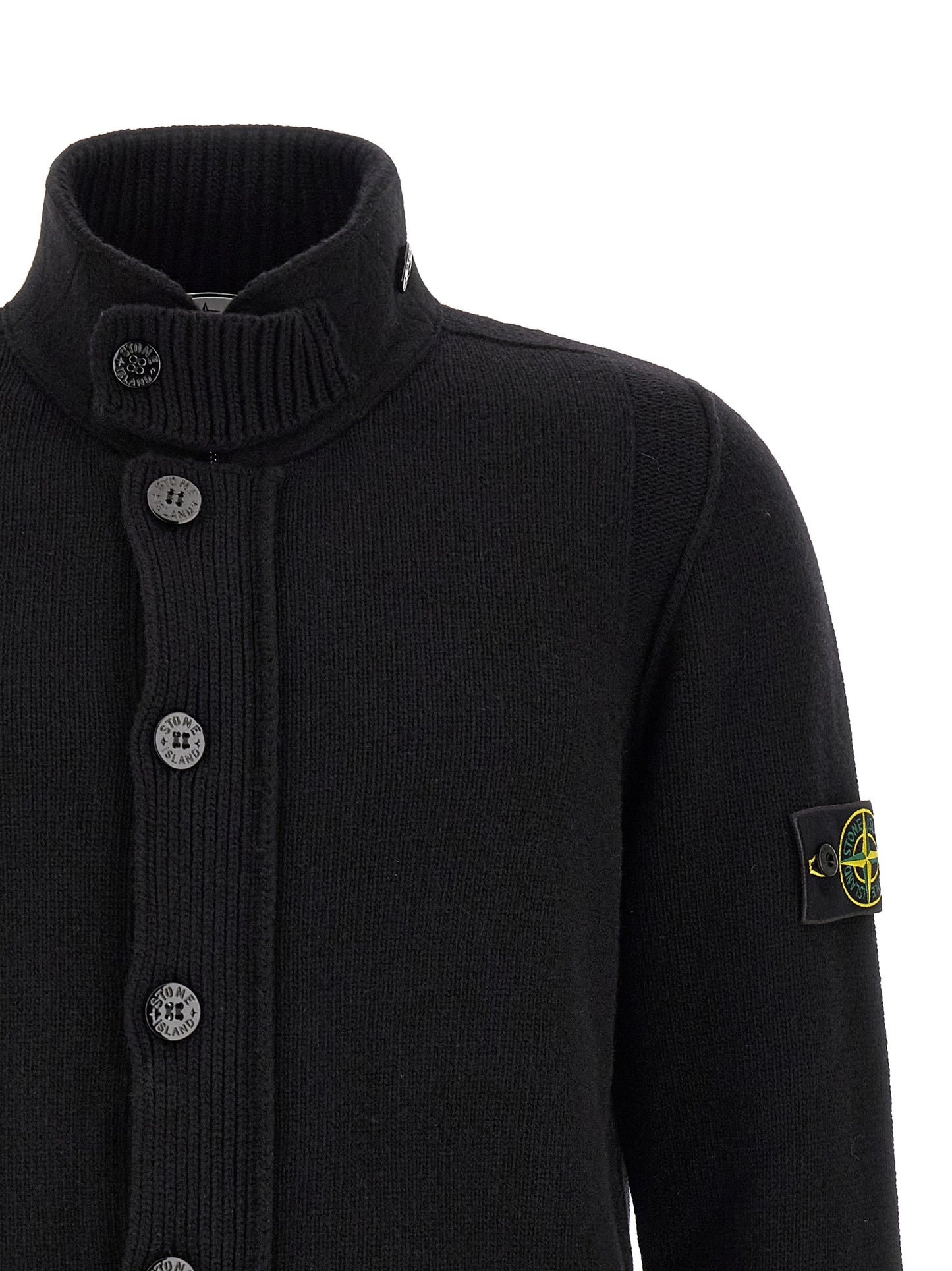 Stone Island Black Virgin Wool Cardigan