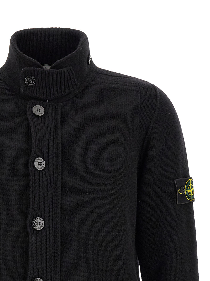 Stone Island Black Virgin Wool Cardigan