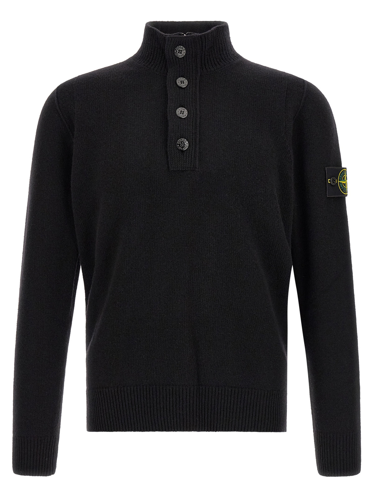 Cardigan Stone Island en Laine Vierge Noire