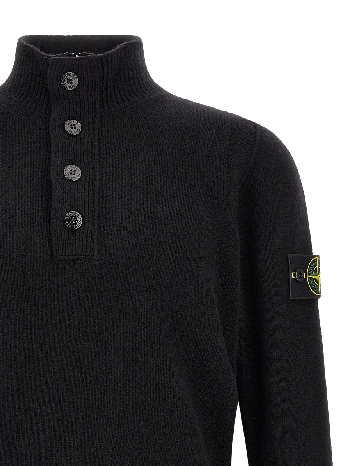 Cardigan Stone Island en Laine Vierge Noire