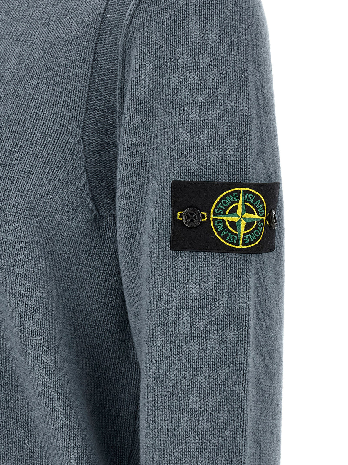Cardigan Stone Island en Laine Vierge Bleue