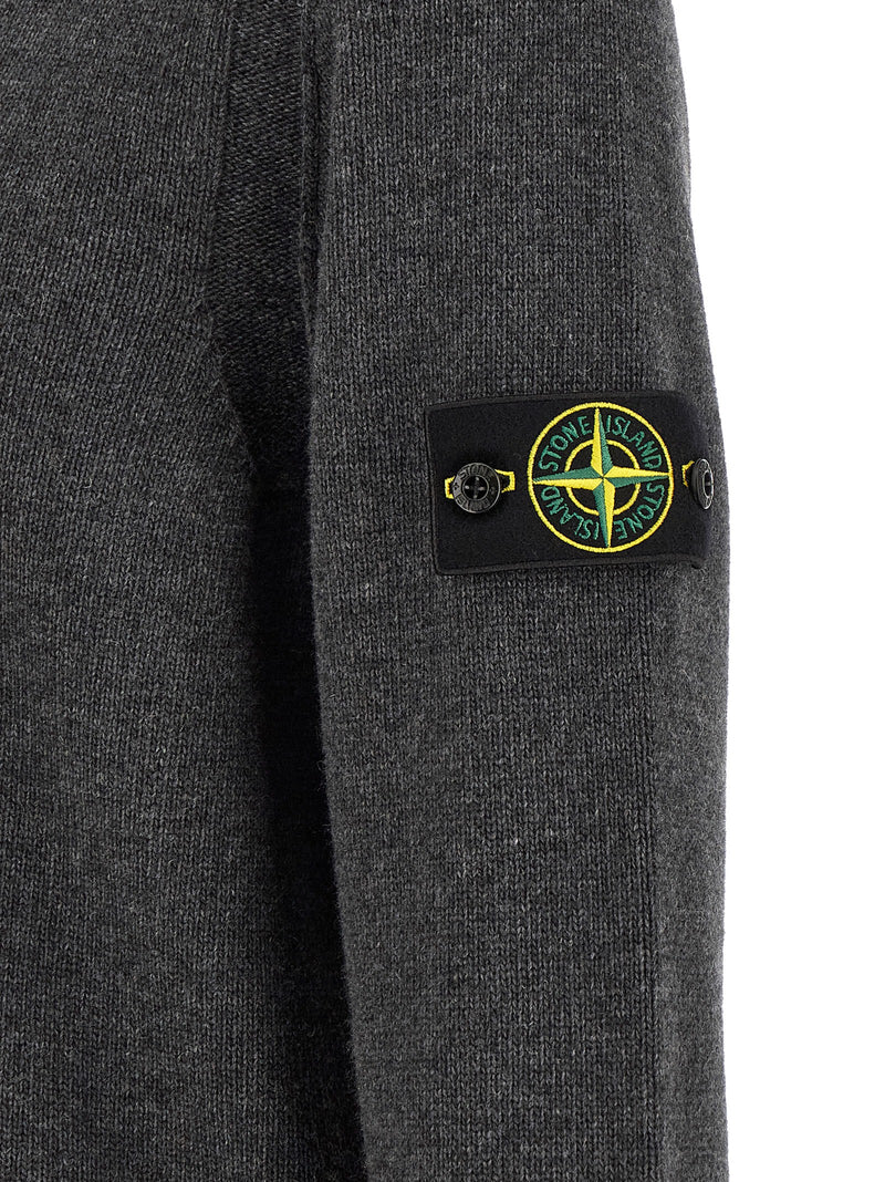 Stone Island Gray Virgin Wool Cardigan
