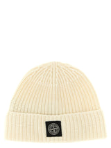 Bonnet Stone Island blanc en laine vierge
