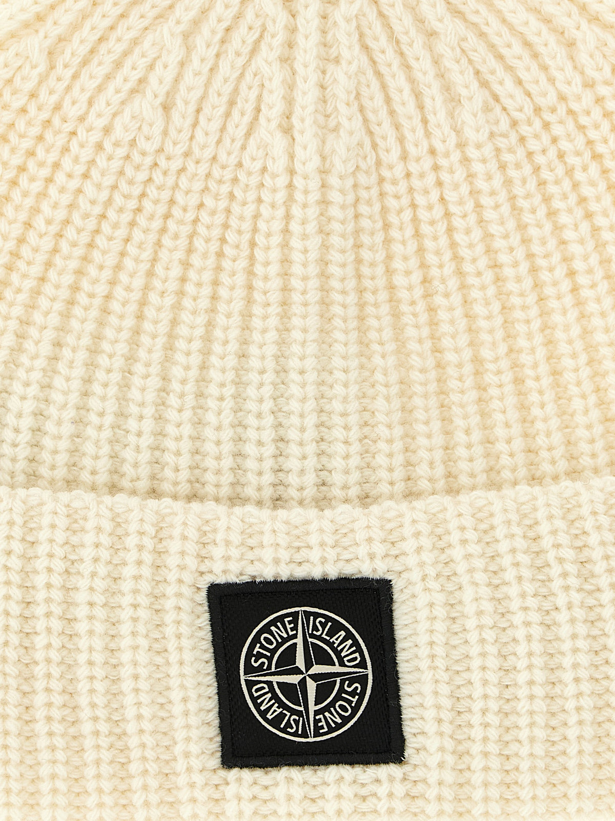 Bonnet Stone Island blanc en laine vierge
