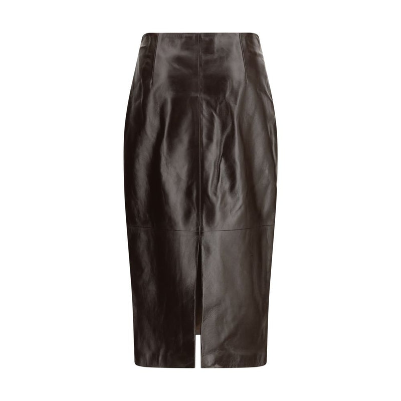 Arma Brown Leather Long Skirt