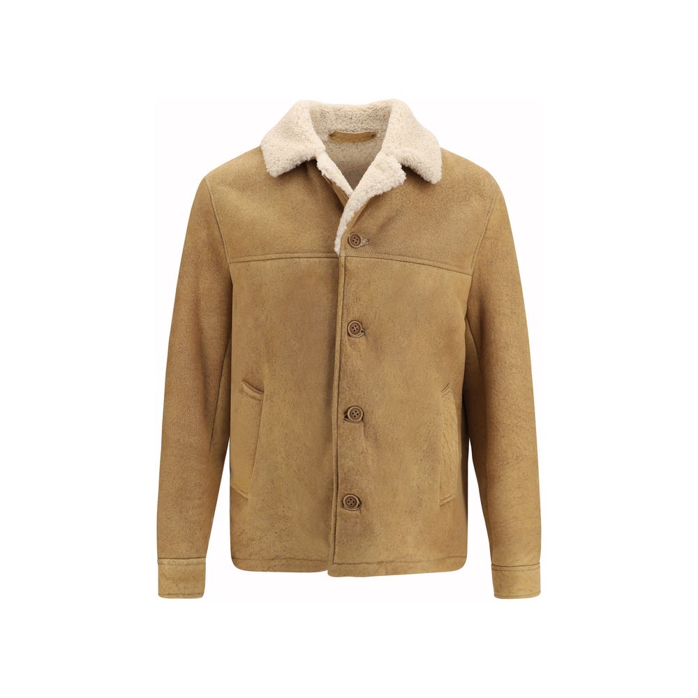 Blouson long en cuir marron Salvatore Santoro