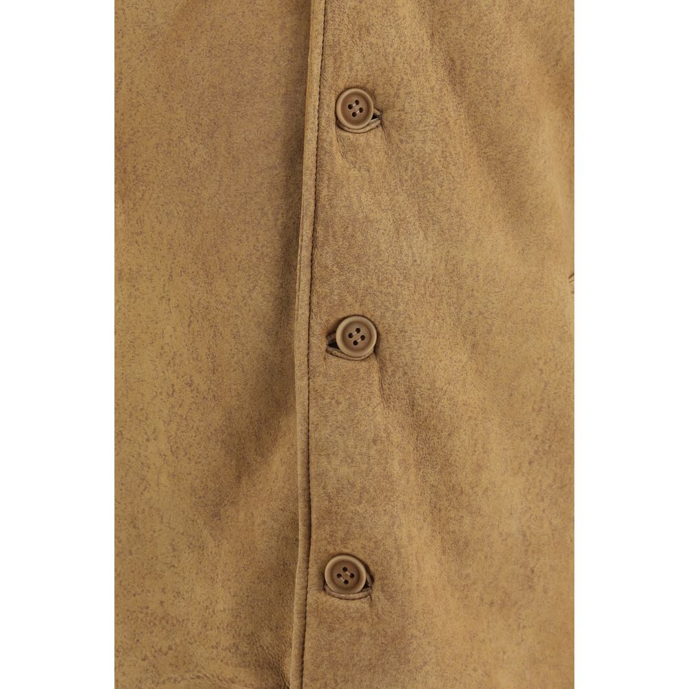 Blouson long en cuir marron Salvatore Santoro