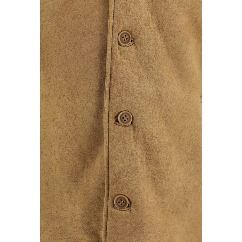 Salvatore Santoro Brown Leather Full-Length Jacket