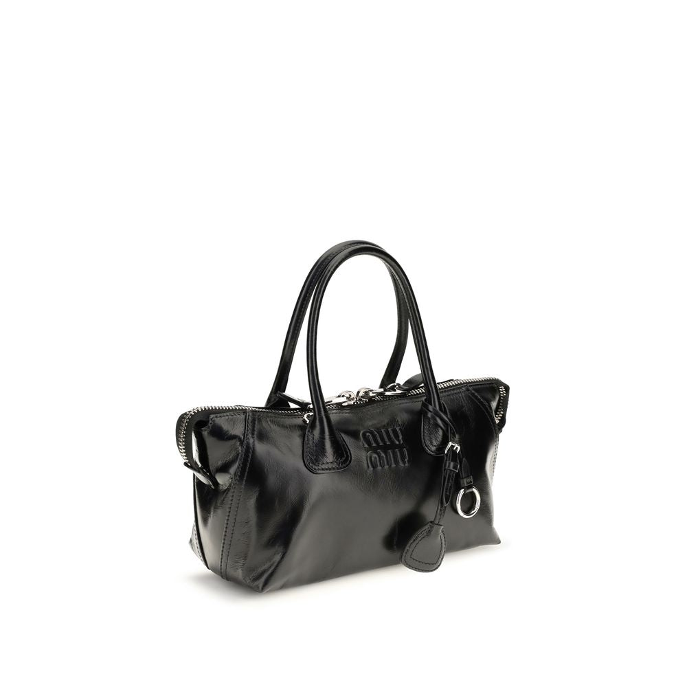 Sac à main Miu Miu en cuir de veau noir Bos Taurus