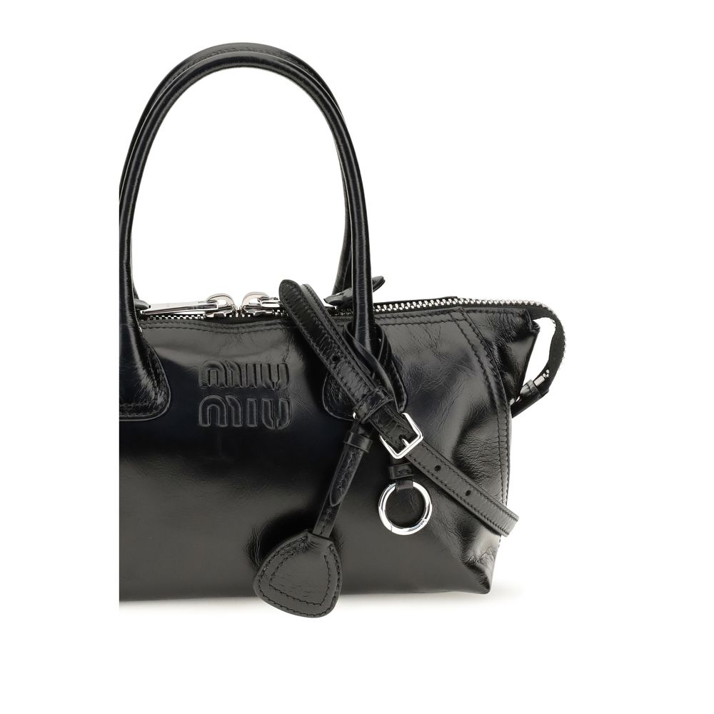 Sac à main Miu Miu en cuir de veau noir Bos Taurus