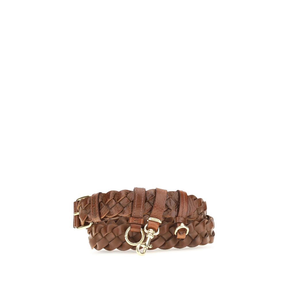 Ceinture classique Miu Miu en cuir de veau marron Bos Taurus