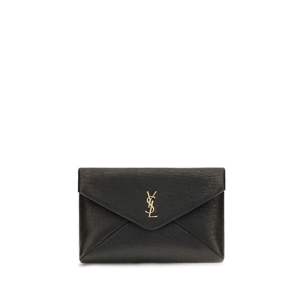 Portefeuille Saint Laurent noir en agneau Ovis Aries Aries