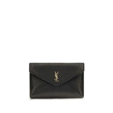 Portefeuille Saint Laurent noir en agneau Ovis Aries Aries