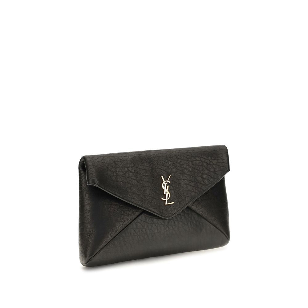 Portefeuille Saint Laurent noir en agneau Ovis Aries Aries
