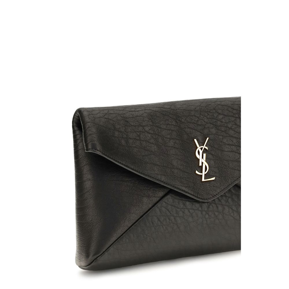 Portefeuille Saint Laurent noir en agneau Ovis Aries Aries