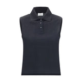 Polo en coton recyclé noir Saint Laurent